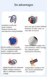 LED light connecting cable 18AWG*5 and (34/0.16TS)